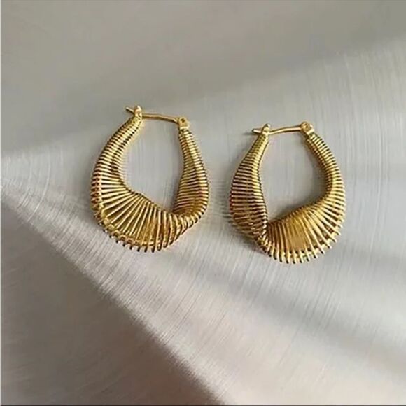 Geometrically Irregular U-shaped Earrings Stainless Steel Twisted Earrings - Picture 1 of 1